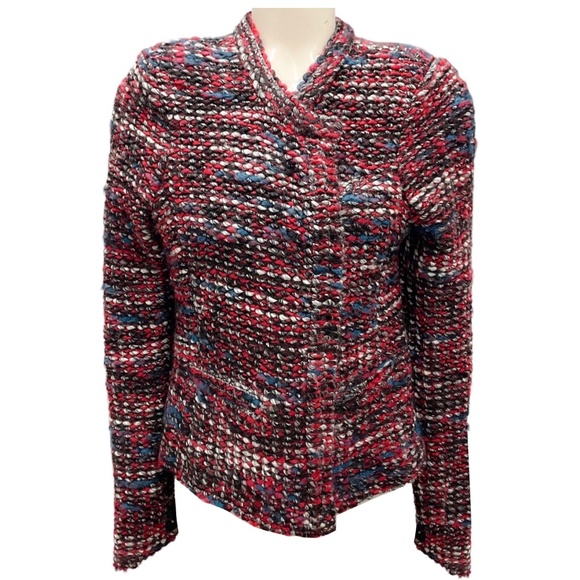 IRO RED / BLUE 2016 CARENE TWEED JACKET - Picture 1 of 4